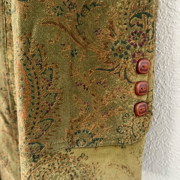 Express Women’s Vintage Moss Green Cotton Paisley Button Coat Size 14 - Picture 5 of 16